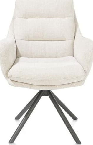 Henders & Hazel Mia armstoel - draaibaar - graphiet frame - stof Livigno - creme Beige|Wit Armstoel