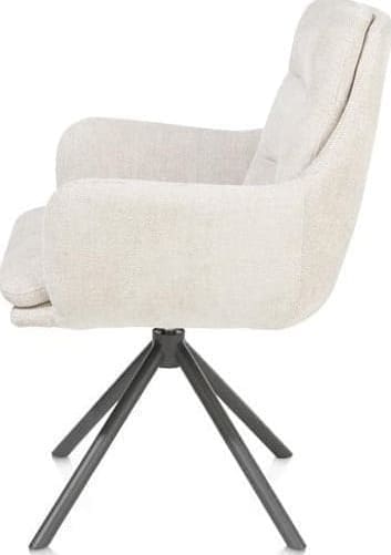 Henders & Hazel Mia armstoel - draaibaar - graphiet frame - stof Livigno - creme Beige|Wit Armstoel