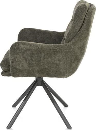 Henders & Hazel Mia armstoel - draaibaar - graphiet frame - stof Livigno - donkergroen Armstoel