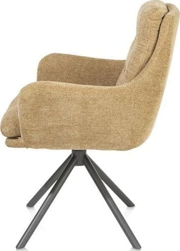 Henders & Hazel Mia armstoel - draaibaar - graphiet frame - stof Livigno - okergeel Geel Armstoel