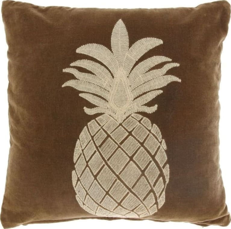 Pronto Wonen Sierkussen Gorduno ananas 45x45cm bruin Bruin Sierkussen