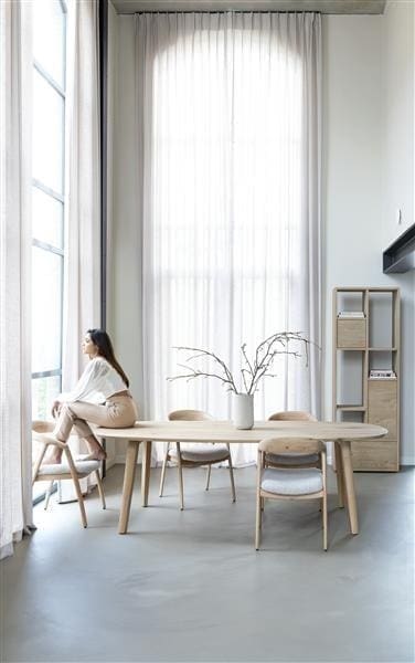 Xooon Odda eetkamertafel 200 x 110 cm - Deens ovaal blad met houten poot Naturel Eettafel