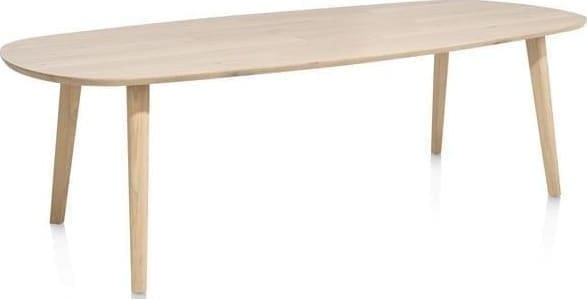 Xooon Odda eetkamertafel 260 x 110 cm - Deens ovaal blad met houten poot Naturel Eettafel