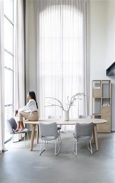 Xooon Odda eetkamertafel 260 x 110 cm - Deens ovaal blad met houten poot Naturel Eettafel