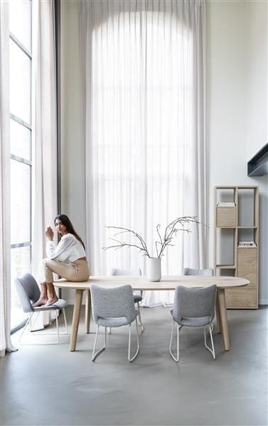 Xooon Odda eetkamertafel 260 x 110 cm - Deens ovaal blad met houten poot Naturel Eettafel