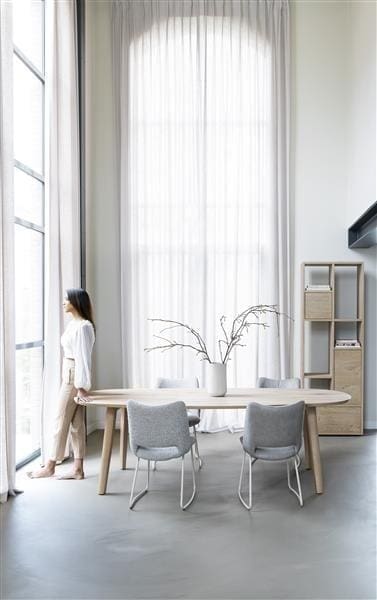 Xooon Odda eetkamertafel 260 x 110 cm - Deens ovaal blad met houten poot Naturel Eettafel