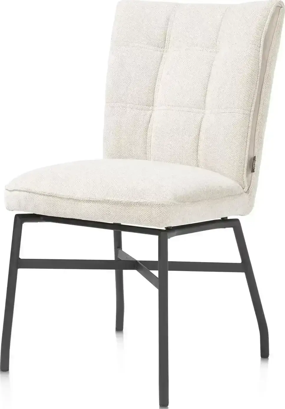 Henders & Hazel Eden eetkamerstoel - metalen frame - pocket - Livigno crème met accent in Calabria crème Beige|Wit Eetkamerstoel