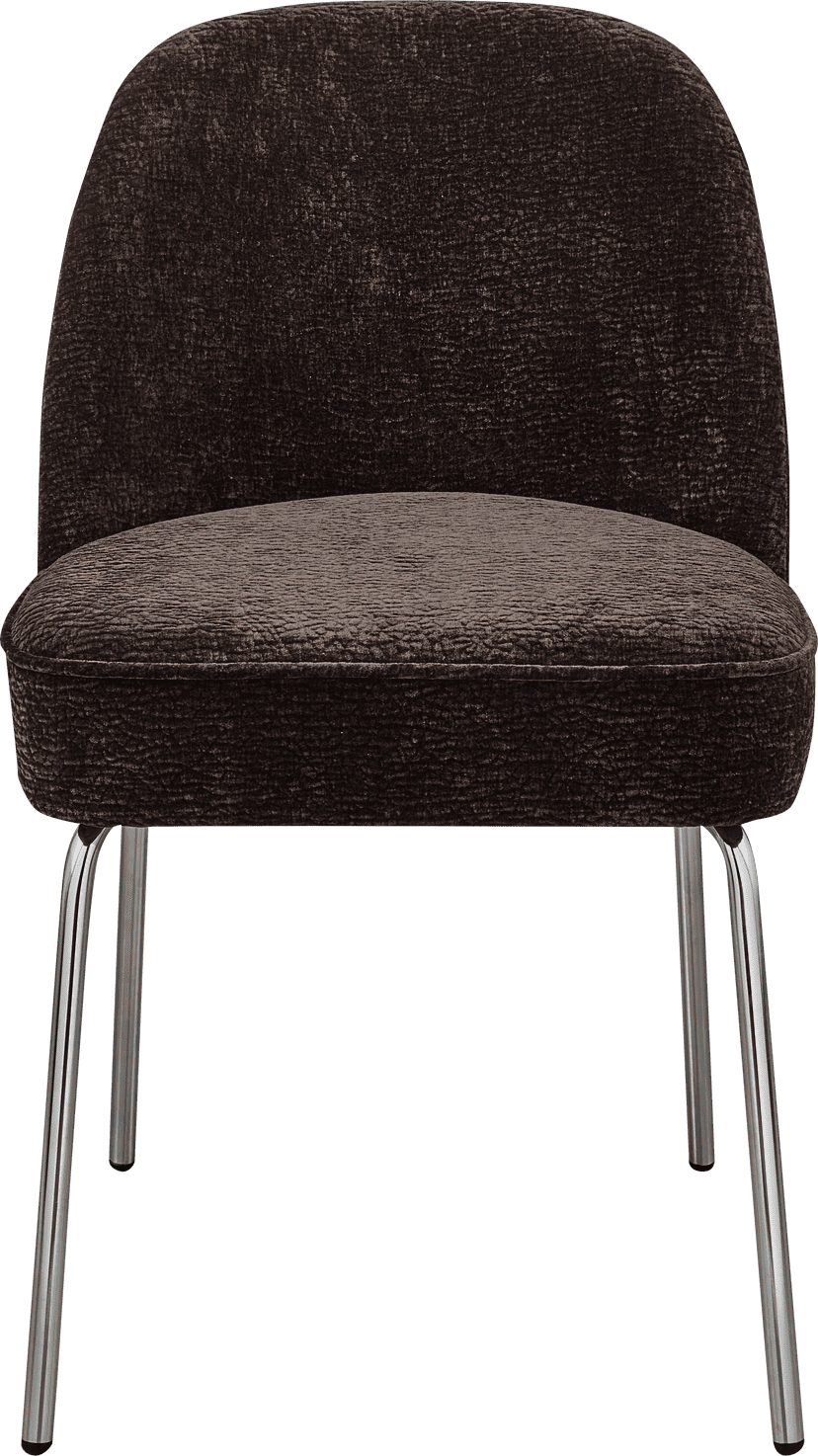 BePureHome Vogue eetkamerstoel 3d chenille donkerbruin chrome poot Bruin Eetkamerstoel