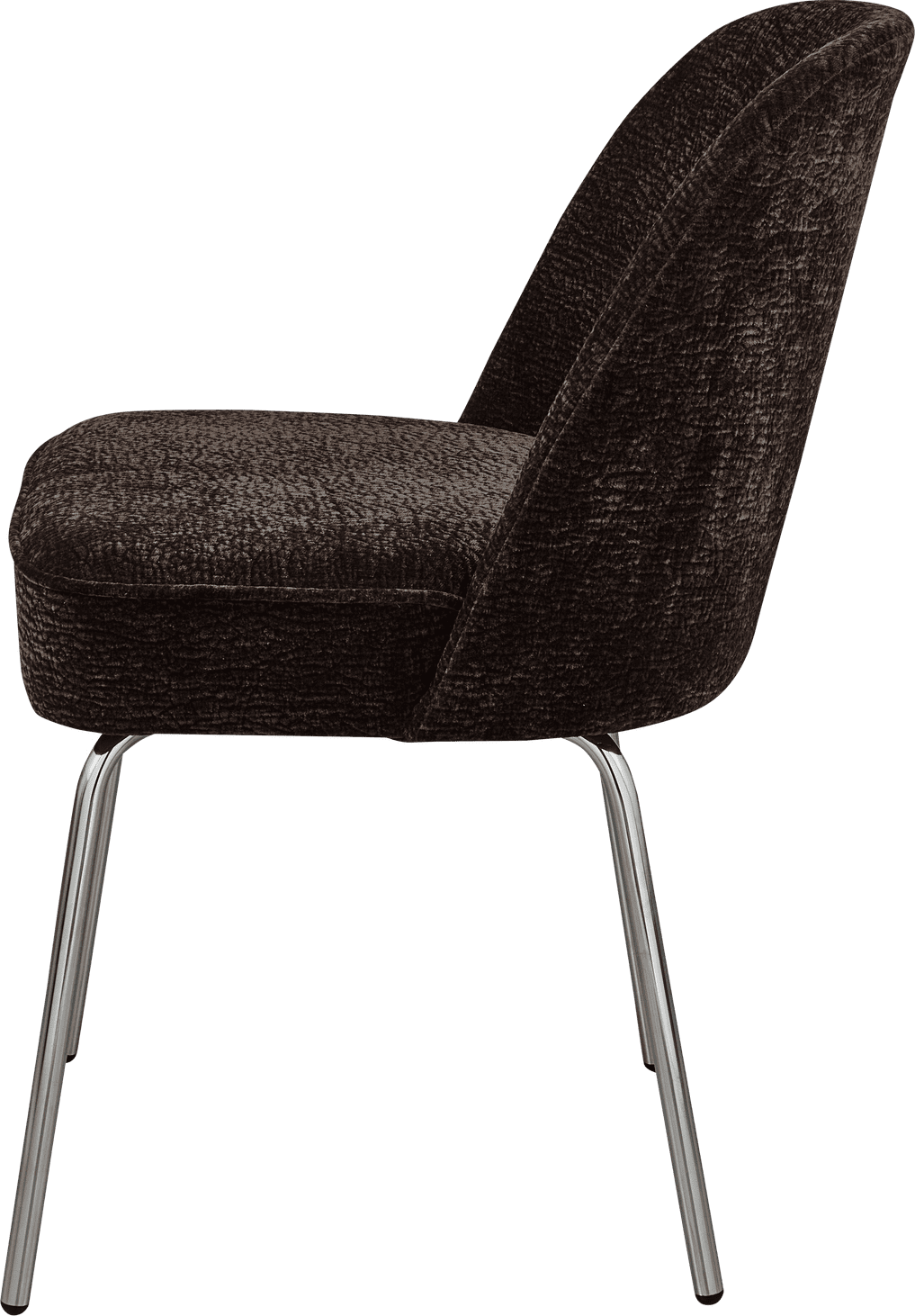 BePureHome Vogue eetkamerstoel 3d chenille donkerbruin chrome poot Bruin Eetkamerstoel