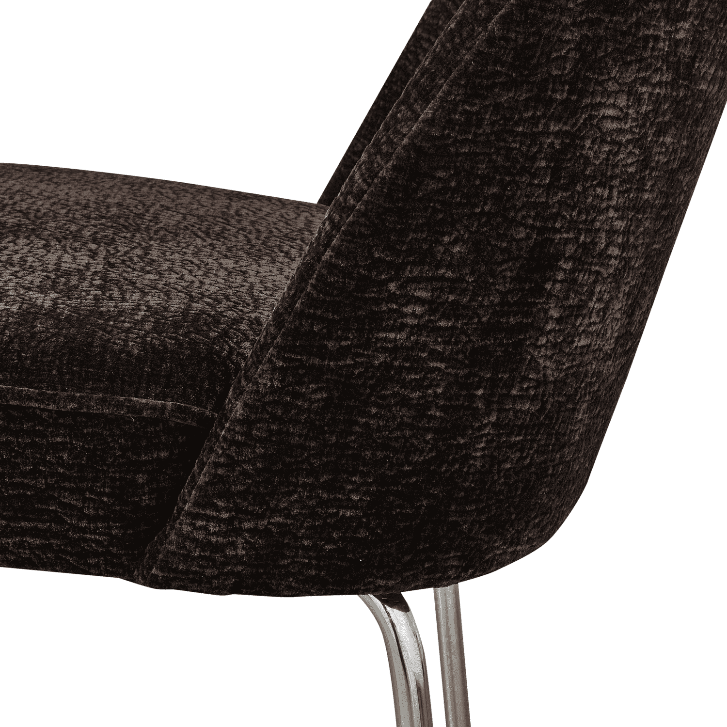 BePureHome Vogue eetkamerstoel 3d chenille donkerbruin chrome poot Bruin Eetkamerstoel