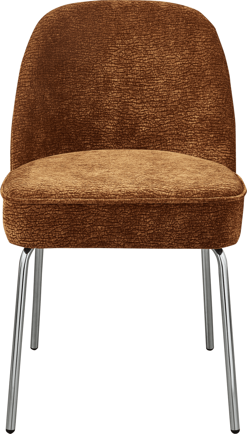 BePureHome Vogue eetkamerstoel 3d chenille midden bruin chrome poot Bruin Eetkamerstoel