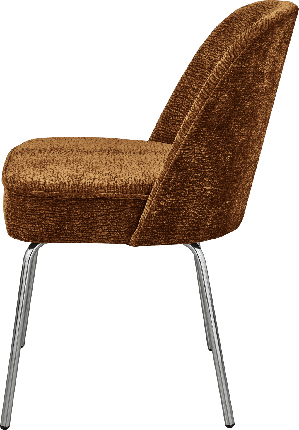 BePureHome Vogue eetkamerstoel 3d chenille midden bruin chrome poot Bruin Eetkamerstoel