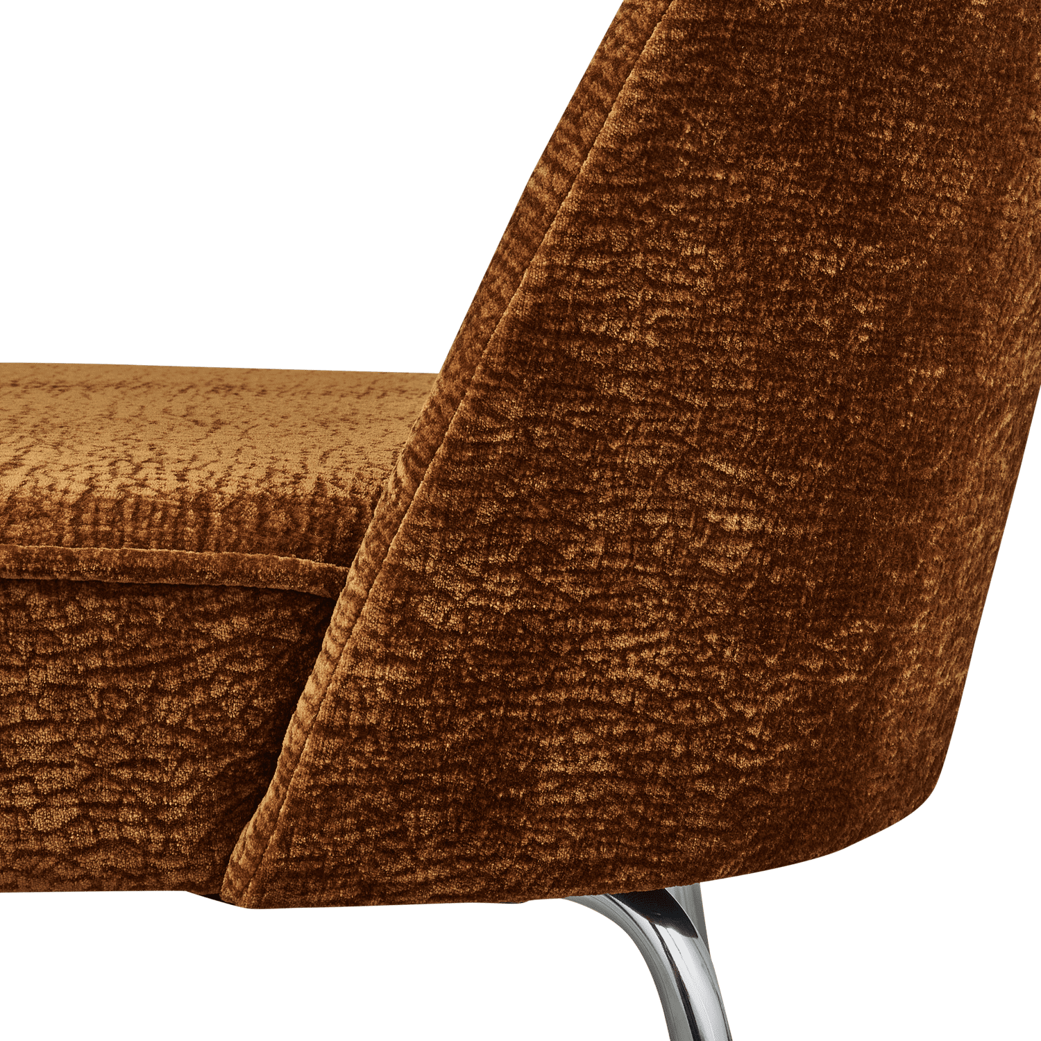 BePureHome Vogue eetkamerstoel 3d chenille midden bruin chrome poot Bruin Eetkamerstoel