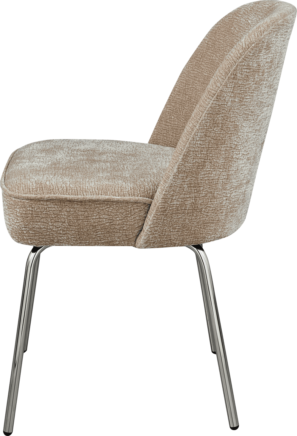 BePureHome Vogue eetkamerstoel 3d chenille zand chrome poot Beige|Bruin Eetkamerstoel