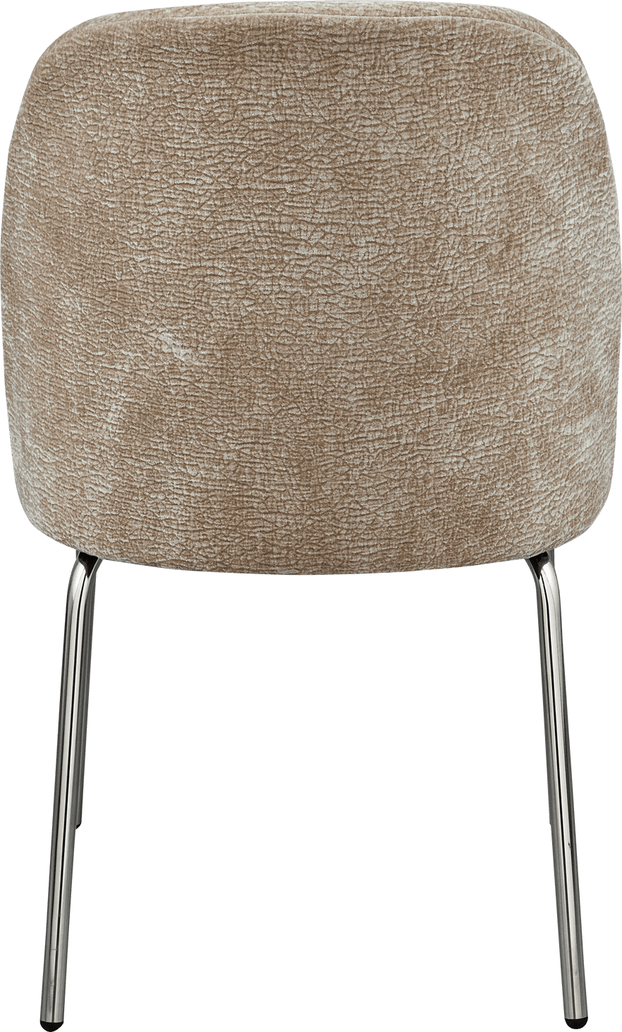 BePureHome Vogue eetkamerstoel 3d chenille zand chrome poot Beige|Bruin Eetkamerstoel
