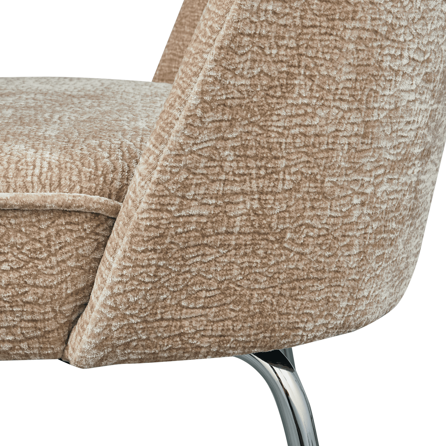 BePureHome Vogue eetkamerstoel 3d chenille zand chrome poot Beige|Bruin Eetkamerstoel