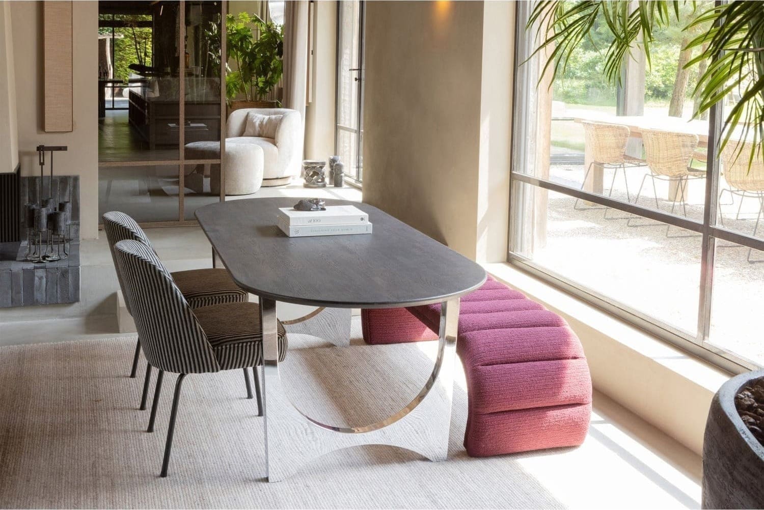 BePureHome Vogue eetkamerstoel streep zwart/grijs Zwart Eetkamerstoel