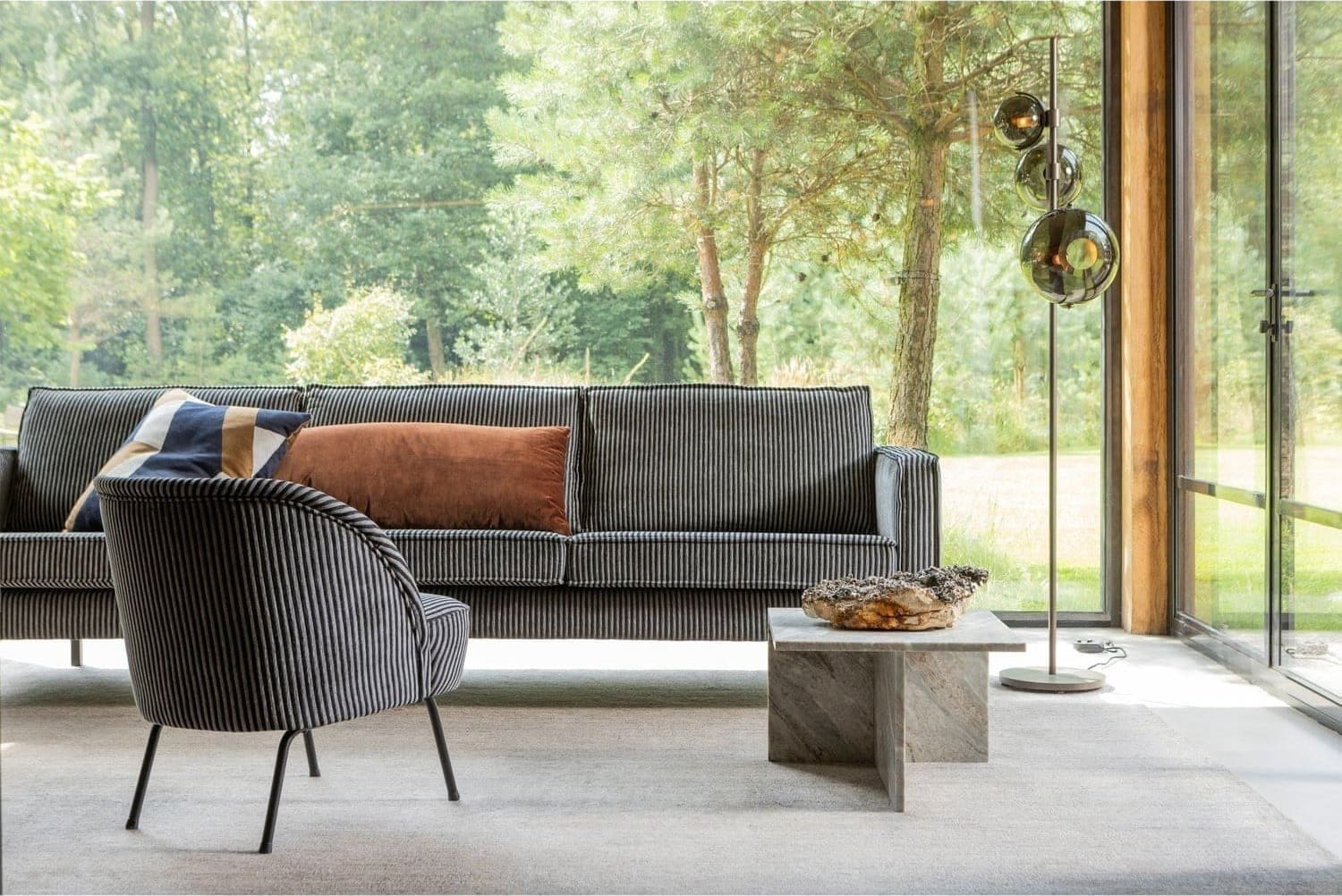 BePureHome Vogue fauteuil streep zwart/grijs Zwart Fauteuil