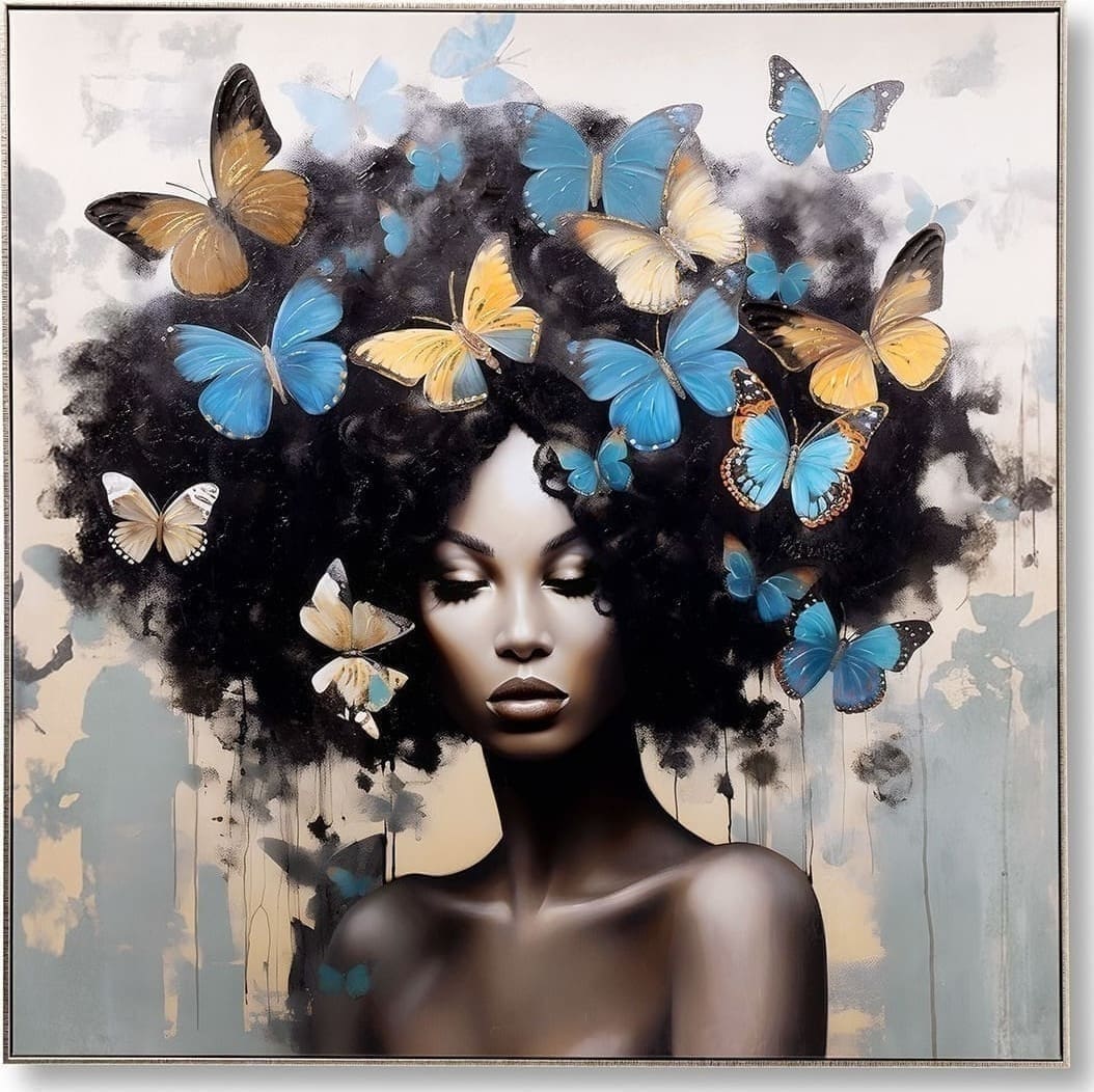 Feelings Wonen meubelen Blue butterfly lady wanddecoratie Blauw Wanddecoratie