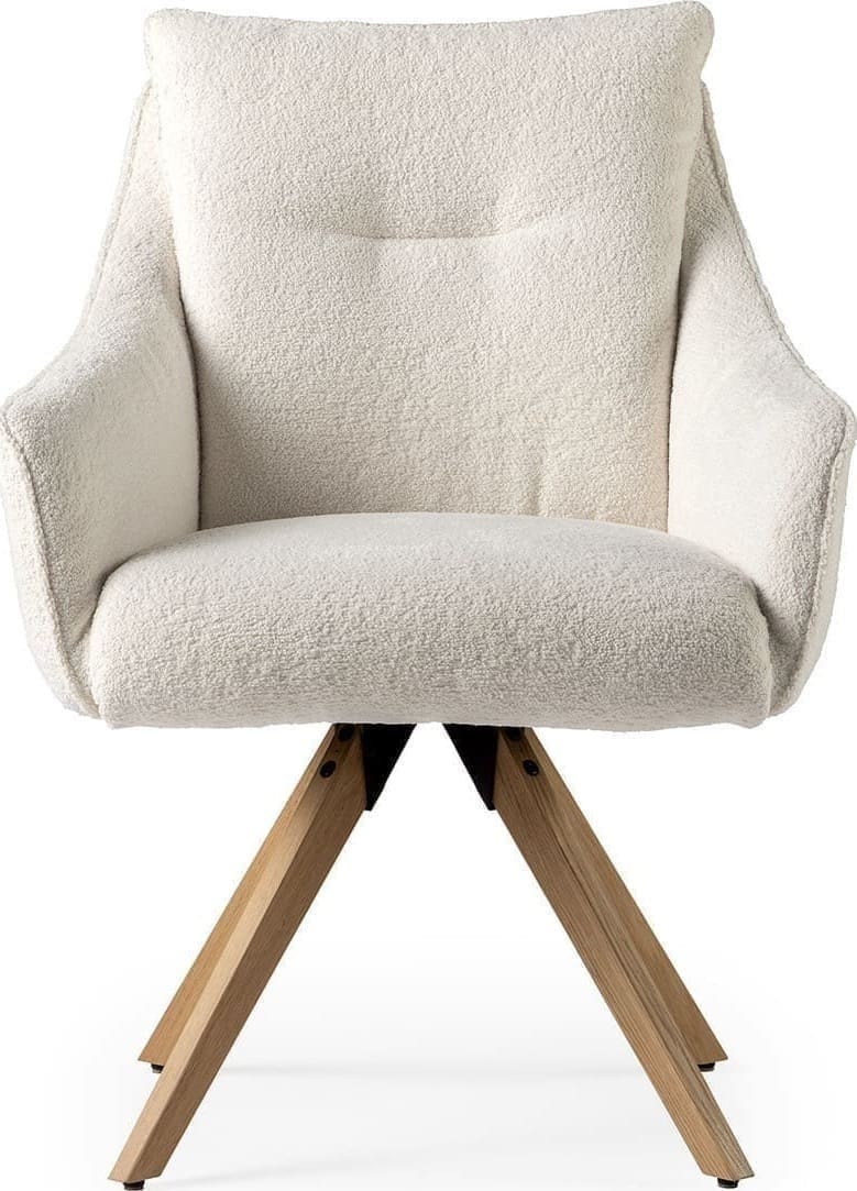 Feelings Wonen meubelen Sven eetkamerstoel + draaisysteem cream + houten poot Beige Eetkamerstoel