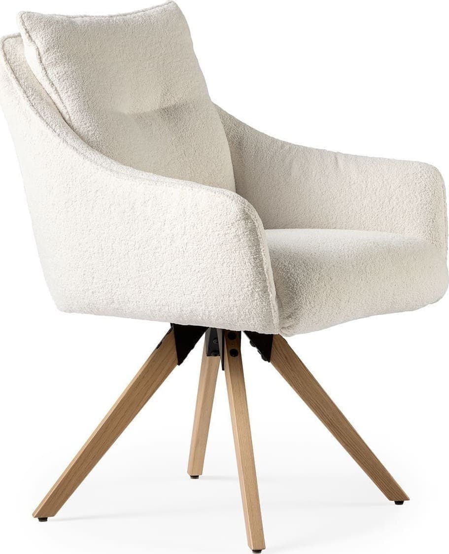 Feelings Wonen meubelen Sven eetkamerstoel + draaisysteem cream + houten poot Beige Eetkamerstoel