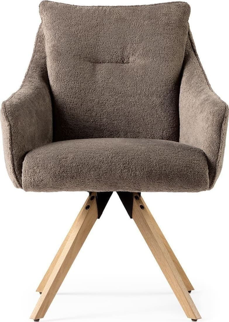 Feelings Wonen meubelen Sven eetkamerstoel + draaisysteem taupe + houten poot Taupe Eetkamerstoel