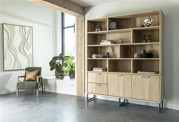 Henders & Hazel Castello buffet 181 cm - 2-deuren + 2-laden + 9-niches (+ LED) Naturel Kast