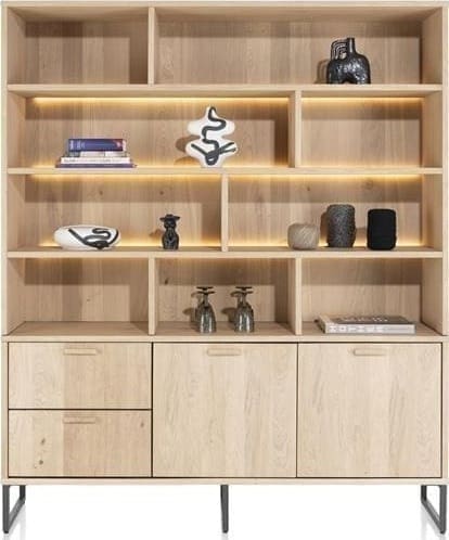 Henders & Hazel Castello buffet 181 cm - 2-deuren + 2-laden + 9-niches (+ LED) Naturel Kast