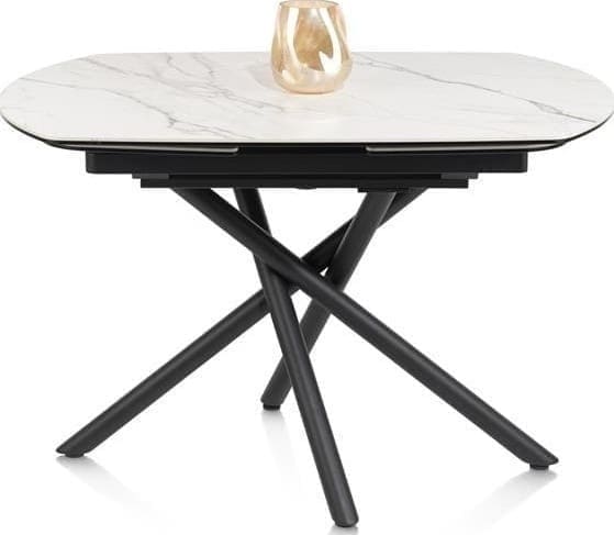 Henders & Hazel Preston uitschuiftafel 120 (+ 2 x 30) x 90 cm - centrale poot - keramiek op glas - wit Wit Eettafel
