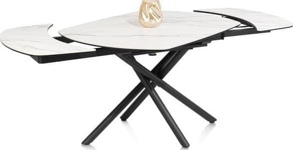 Henders & Hazel Preston uitschuiftafel 120 (+ 2 x 30) x 90 cm - centrale poot - keramiek op glas - wit Wit Eettafel