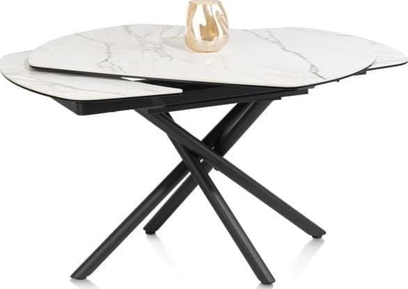 Henders & Hazel Preston uitschuiftafel 120 (+ 2 x 30) x 90 cm - centrale poot - keramiek op glas - wit Wit Eettafel