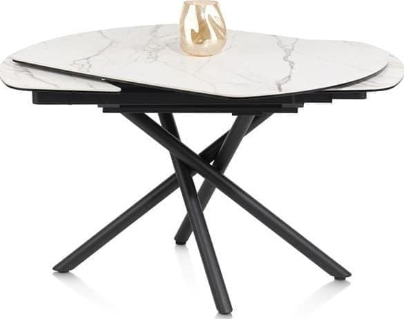 Henders & Hazel Preston uitschuiftafel 120 (+ 2 x 30) x 90 cm - centrale poot - keramiek op glas - wit Wit Eettafel
