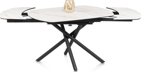 Henders & Hazel Preston uitschuiftafel 120 (+ 2 x 30) x 90 cm - centrale poot - keramiek op glas - wit Wit Eettafel