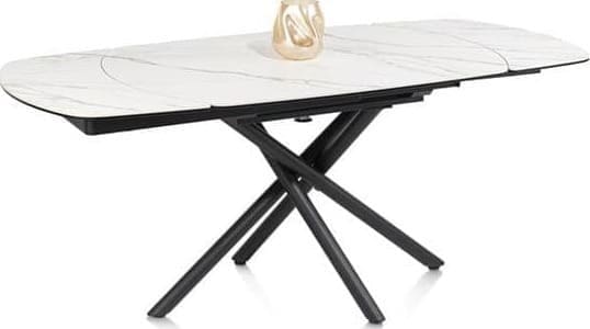 Henders & Hazel Preston uitschuiftafel 120 (+ 2 x 30) x 90 cm - centrale poot - keramiek op glas - wit Wit Eettafel