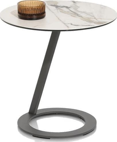 Henders & Hazel Vegas salontafel rond 50 cm - keramiek op glas - wit Wit Bijzettafel