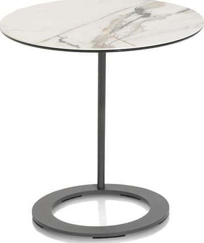 Henders & Hazel Vegas salontafel rond 50 cm - keramiek op glas - wit Wit Bijzettafel