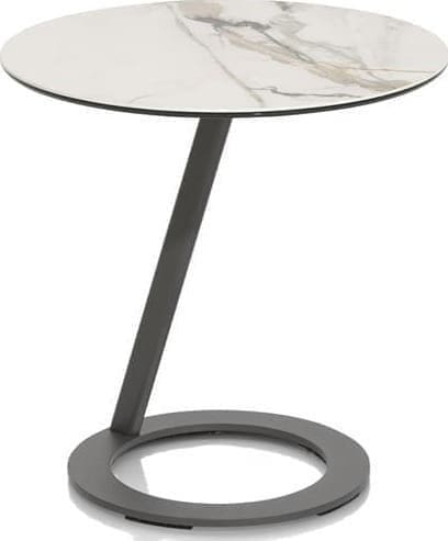 Henders & Hazel Vegas salontafel rond 50 cm - keramiek op glas - wit Wit Bijzettafel