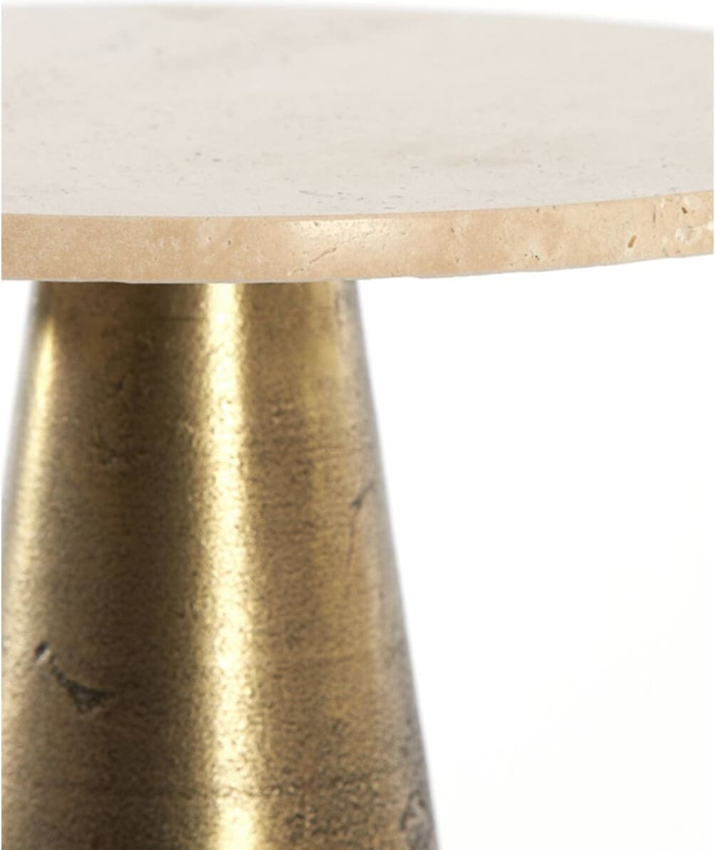 Bijzettafel Ynez - Travertin Zand+antiek Brons Light & Living Bijzettafel 6788013