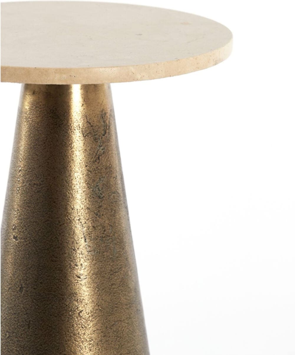 Bijzettafel Ynez - Travertin Zand+antiek Brons Light & Living Bijzettafel 6788013