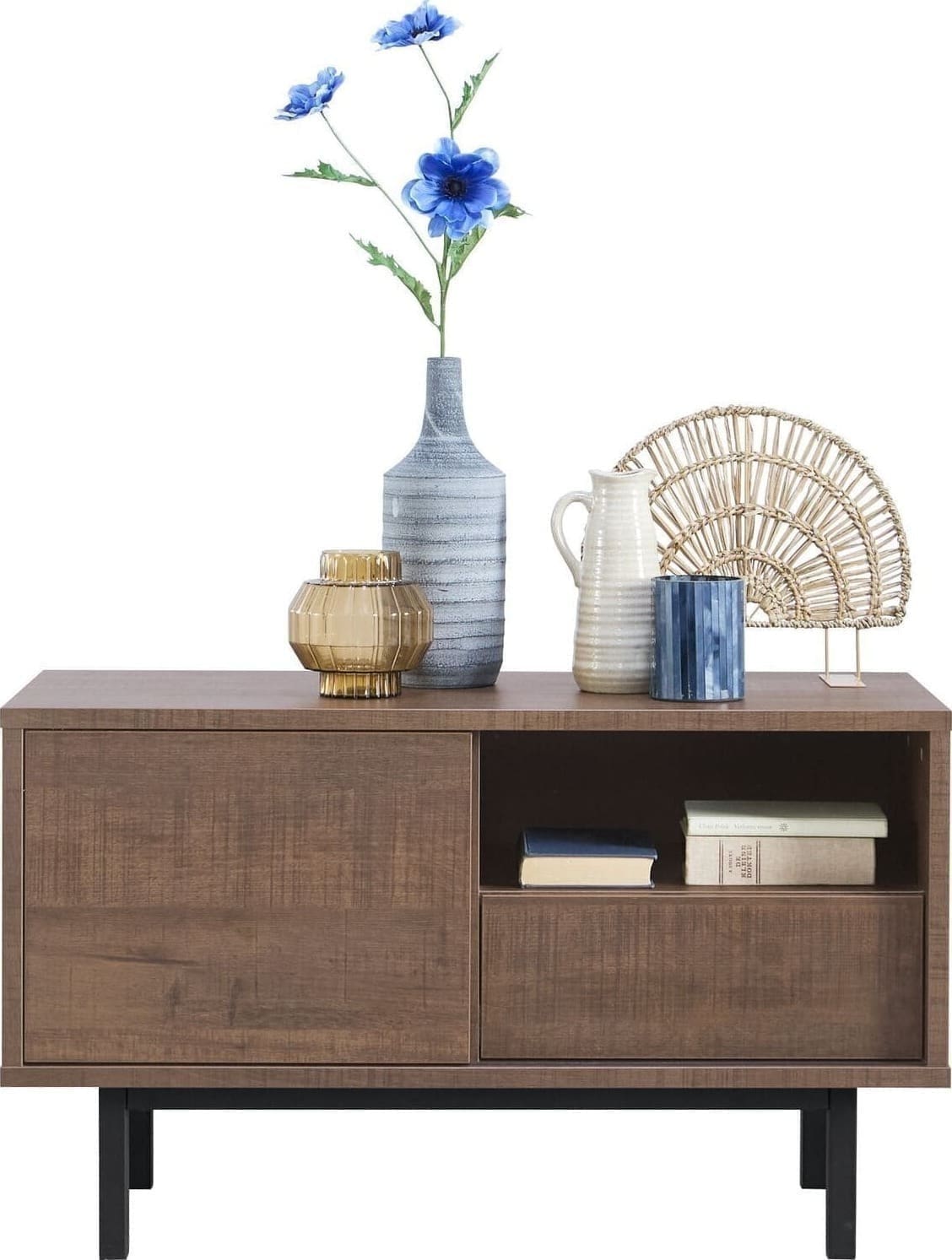 Pronto Wonen Tv-meubel Spazzare (100 Cm) dark mango Bruin|Naturel Dressoir