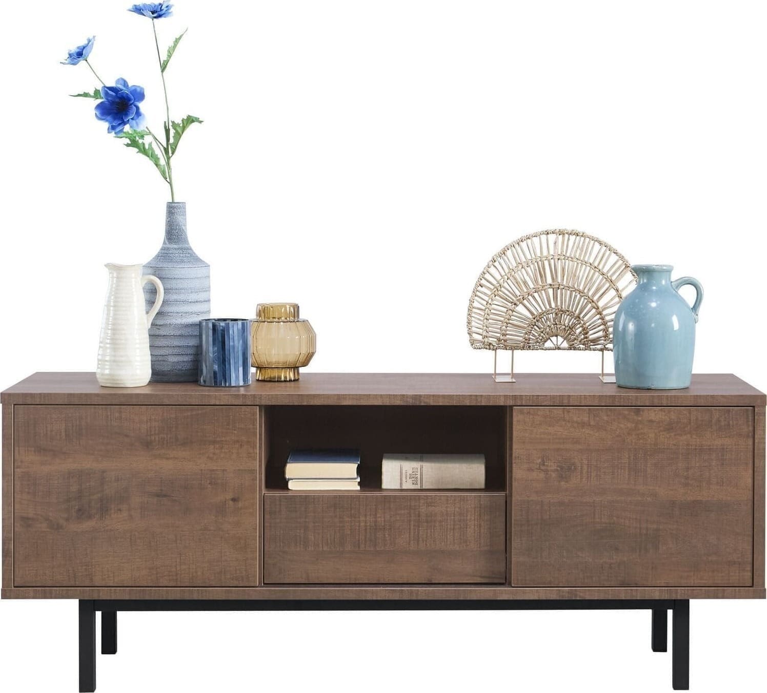 Pronto Wonen Tv-meubel Spazzare (148 Cm) dark mango Bruin|Naturel Dressoir