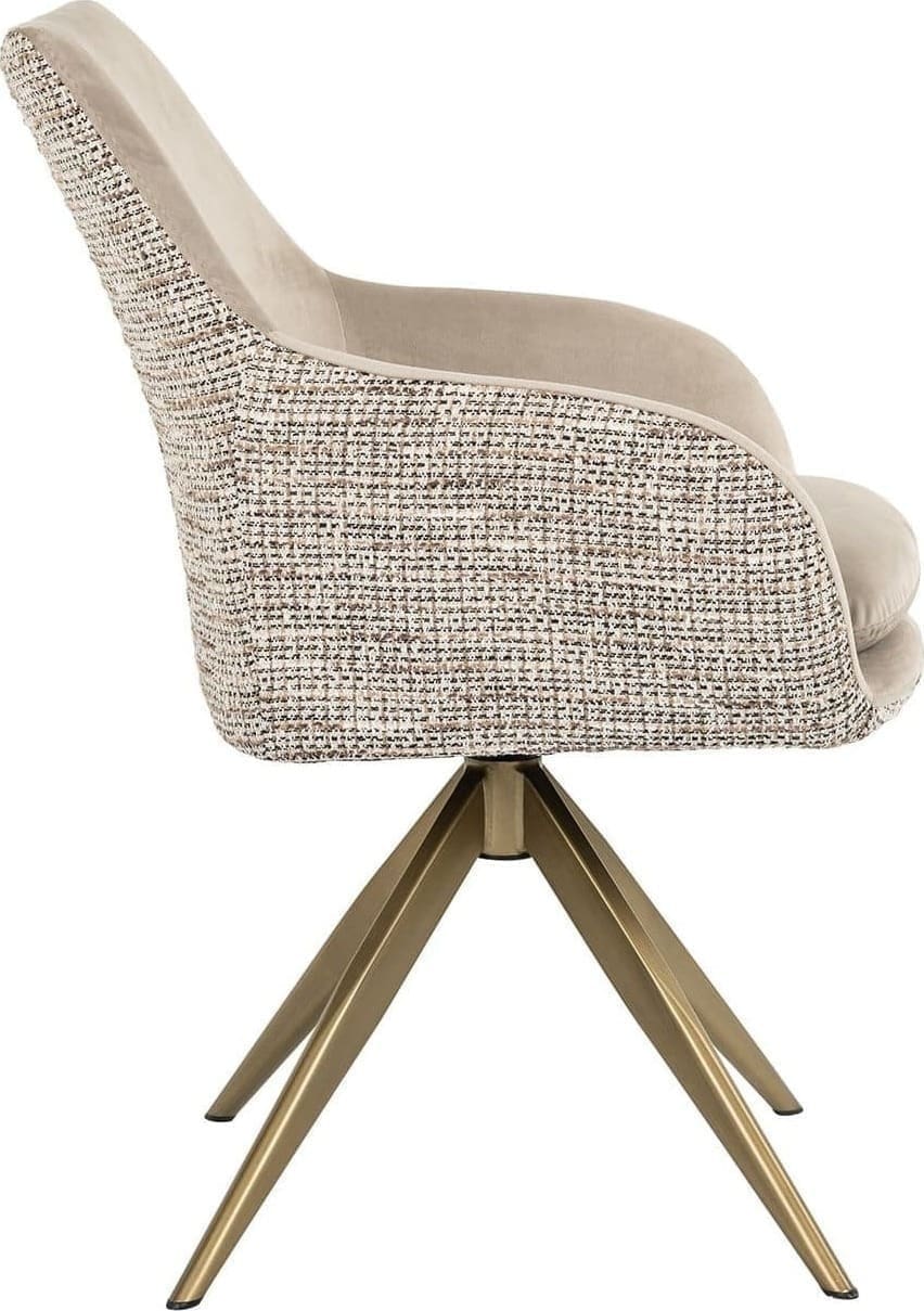 Richmond Interiors Draaifauteuil Lisonne be trendy nature / khaki velvet Eetkamerstoel