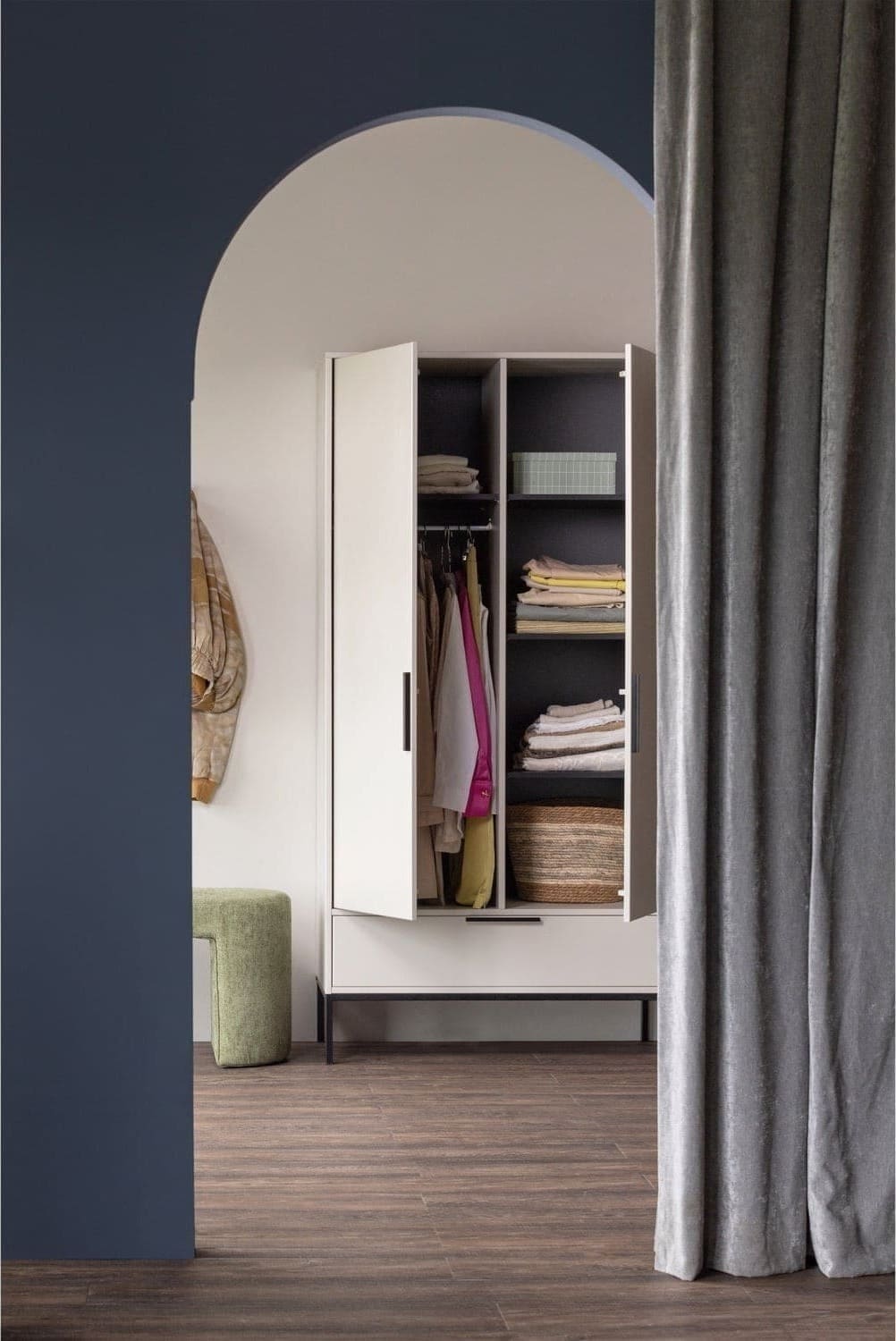 WOOOD Adam 2-deurs kast grenen dust Paars Linnenkast