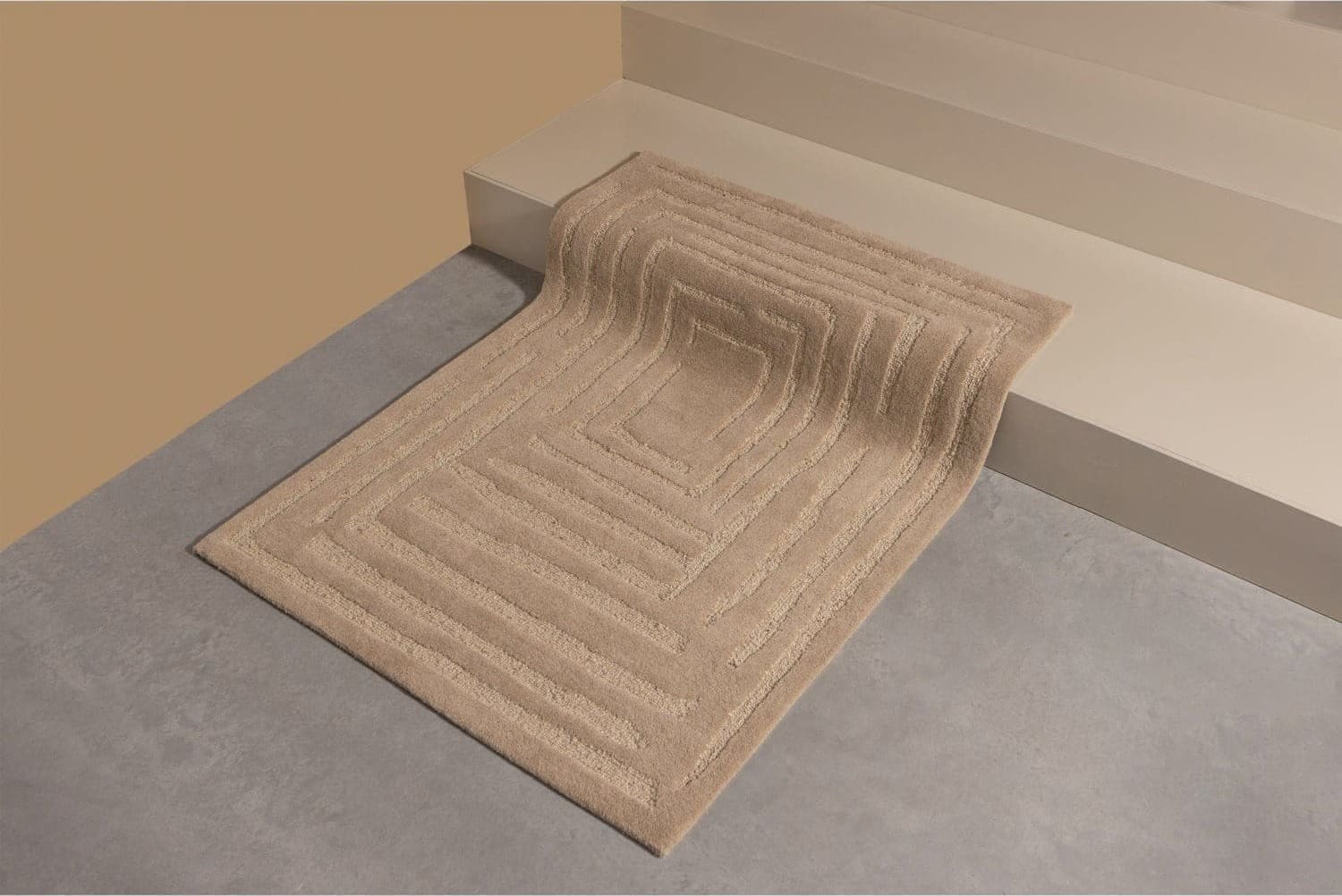 WOOOD Alicia vloerkleed wol zand 170x240cm Beige|Bruin Vloerkleed