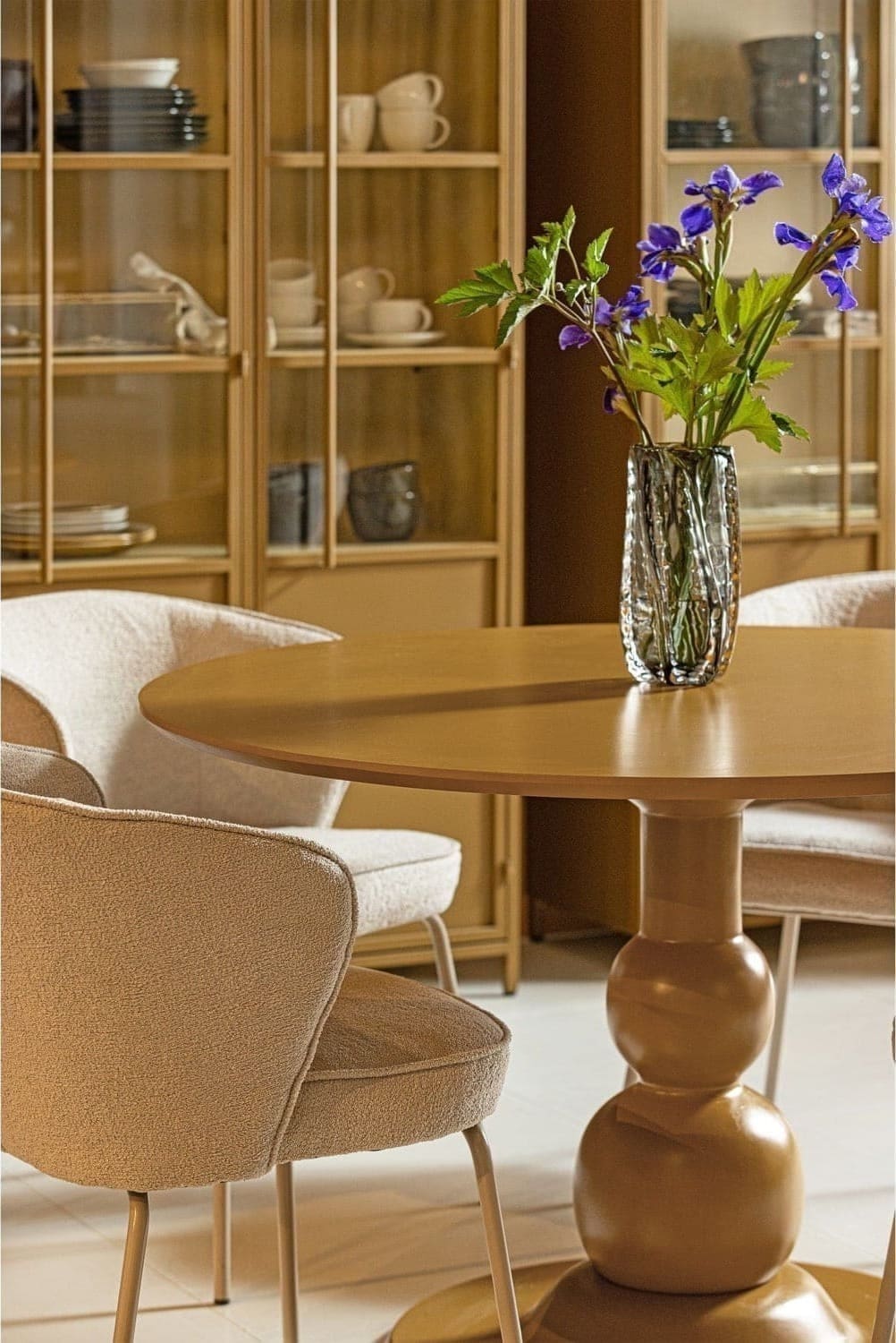 WOOOD Blanco eettafel o120cm mango hout honing geel Geel Eettafel
