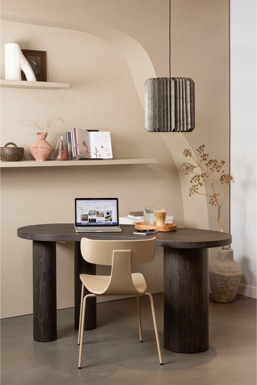WOOOD Maan organisch sidetable/bureau mdf donkerbruin Bruin Bureau