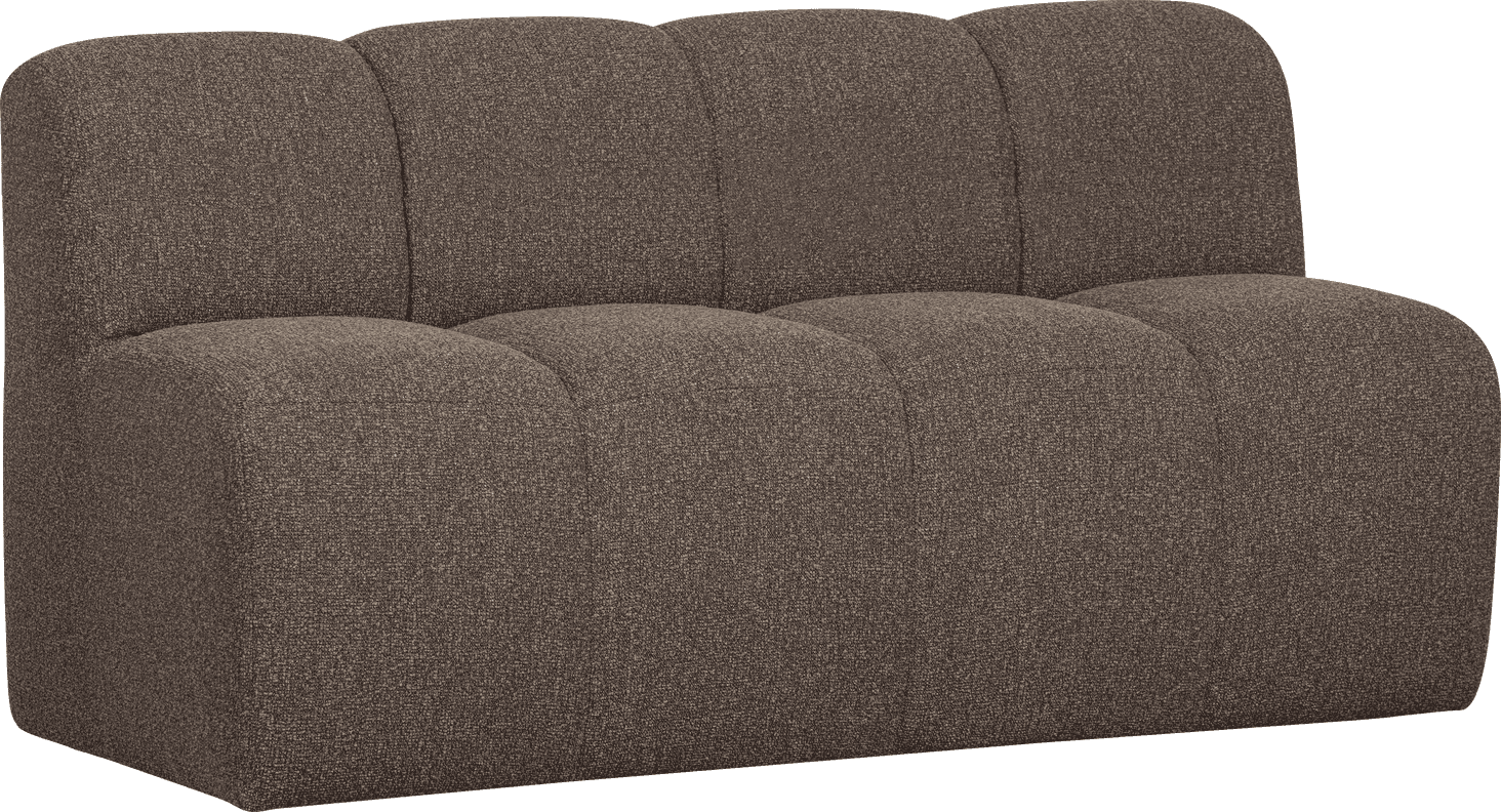 WOOOD Mojo bankje 160cm met rugleuning boucle bruin melange Bruin 2-zitsbank