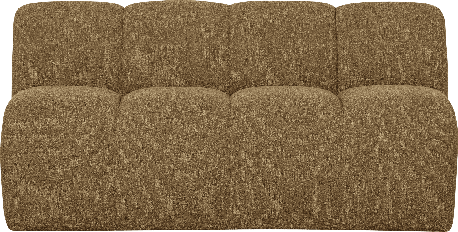 WOOOD Mojo bankje 160cm met rugleuning boucle geel/bruin melange Bruin 2-zitsbank