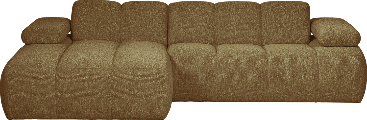 WOOOD Mojo chaise longue links boucle geel/bruin melange Bruin Bank