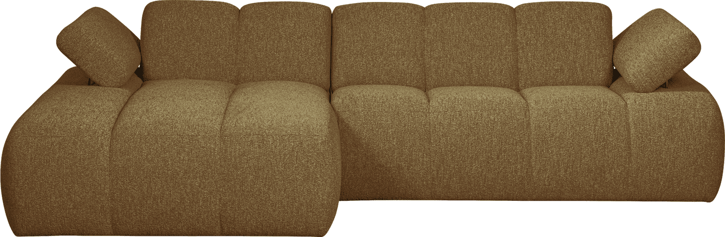 WOOOD Mojo chaise longue links boucle geel/bruin melange Bruin Bank